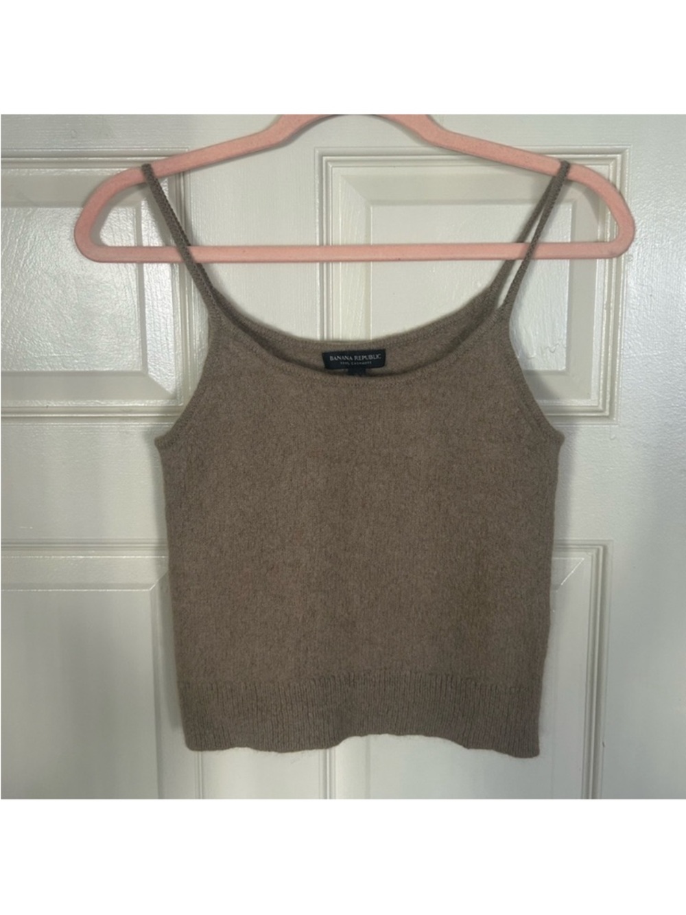Banana Republic Taupe Knit Spaghetti-Strap Tank 100% cashmere